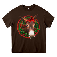Chocolate Brown Christmas donkey with bandana Heavy Core Tee - Jasminsmagicworld