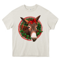 Cream Christmas donkey with bandana Heavy Core Tee - Jasminsmagicworld