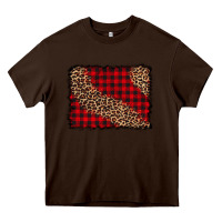 Chocolate Brown leopard buffalo plaid background Heavy Core Tee - CowCowDesign