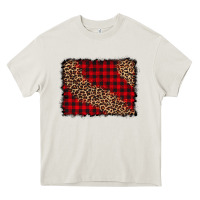 Cream leopard buffalo plaid background Heavy Core Tee - CowCowDesign