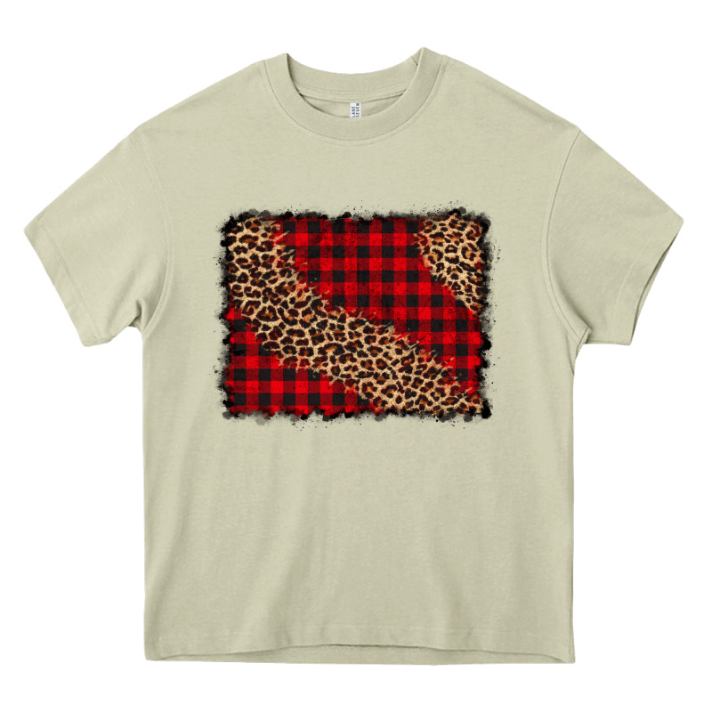 Leopard Buffalo Plaid Background Heavy Core Tee by CowCowDesign | Teevron