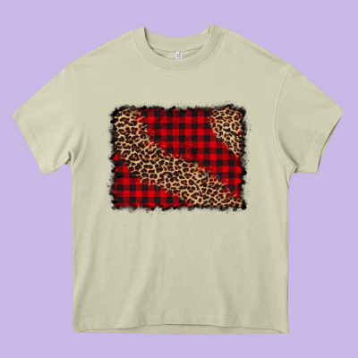 Leopard Buffalo Plaid Background Heavy Core Tee Designed By Cowcowdesign