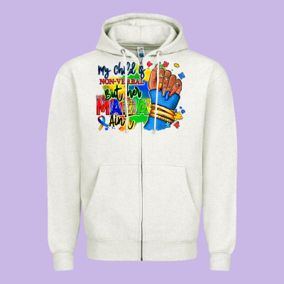 My Child Is Non Verbal But Her Mama Aint Afro Hand Rana Zipper Hoodie Designed By Ranaportraitstore