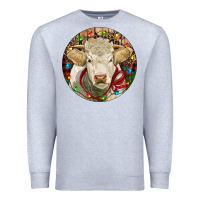 Heather Grey Charolais Heifer Christmas Premium Sweatshirt - RanaPortraitStore