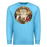 Ocean Blue Charolais Heifer Christmas Premium Sweatshirt - RanaPortraitStore