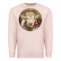 Pale Pink Charolais Heifer Christmas Premium Sweatshirt - RanaPortraitStore