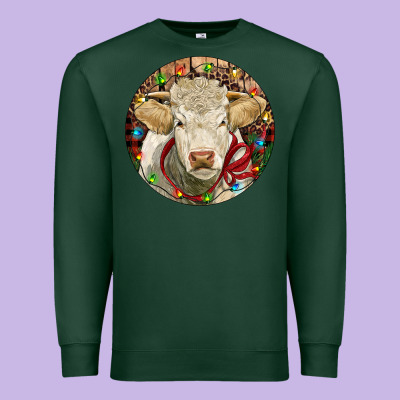 Charolais Heifer Christmas Premium Sweatshirt Designed By Ranaportraitstore