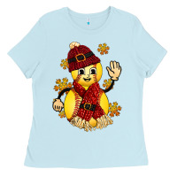 Baby Blue Softball Christmas With Hat And Glove Ladies Tee - FaDigitalArtStudio