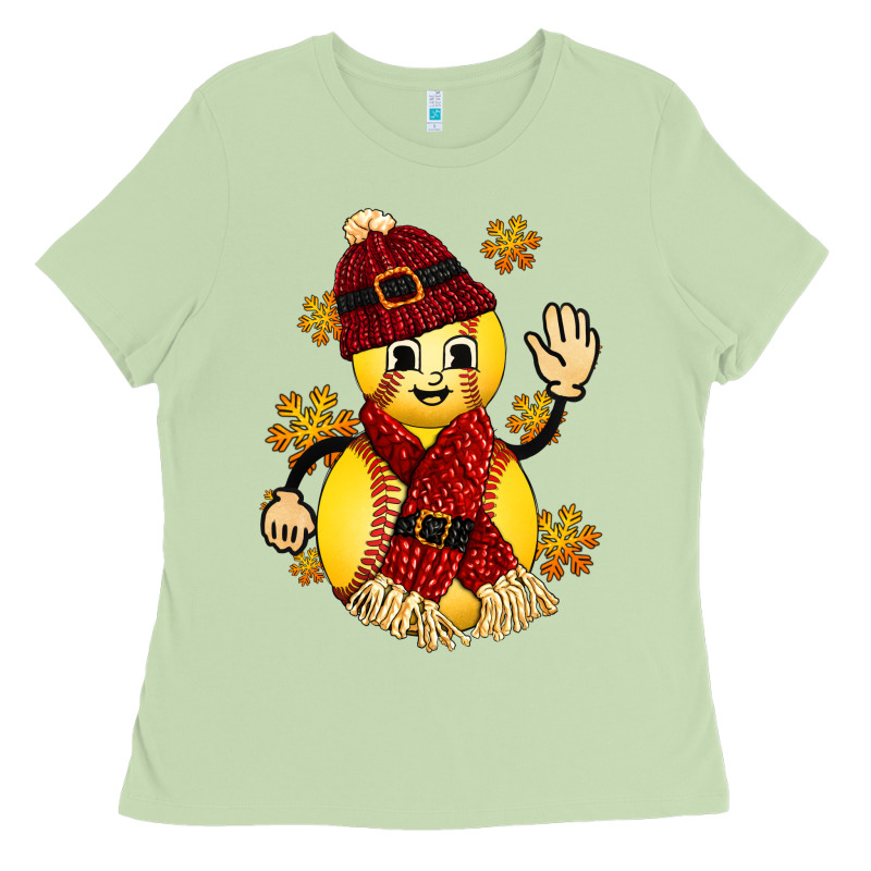 Softball Christmas With Hat And Glove Ladies Tee by FaDigitalArtStudio | Teevron