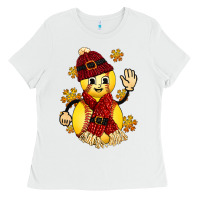 White Softball Christmas With Hat And Glove Ladies Tee - FaDigitalArtStudio
