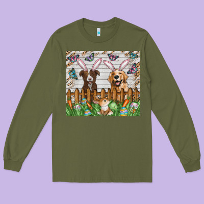 Easter Dog Long Sleeve Tee Designed By Cowhidedigitalart