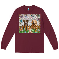 Burgundy Easter Dog Long Sleeve Tee - CowhideDigitalArt