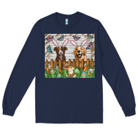 Navy Easter Dog Long Sleeve Tee - CowhideDigitalArt