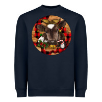 Navy Christmas Baby Cow Heavyweight Sweatshirt - RanaPortraitStore