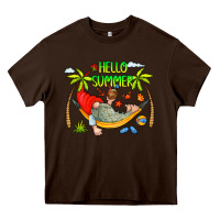 Chocolate Brown Hello Summer Heavy Core Tee - CowCowDesign