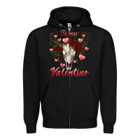 Black be my valentine bull skull Zipper Hoodie - RanaPortraitStore