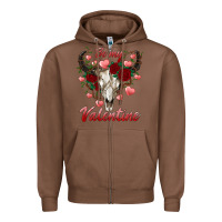 Chestnut be my valentine bull skull Zipper Hoodie - RanaPortraitStore