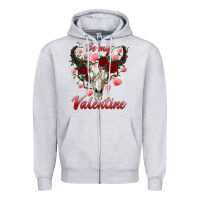 Heather Grey be my valentine bull skull Zipper Hoodie - RanaPortraitStore