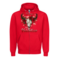 Red be my valentine bull skull Zipper Hoodie - RanaPortraitStore