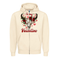 Sandshell be my valentine bull skull Zipper Hoodie - RanaPortraitStore