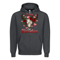 Smoke be my valentine bull skull Zipper Hoodie - RanaPortraitStore