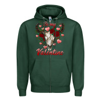 Sports Green be my valentine bull skull Zipper Hoodie - RanaPortraitStore