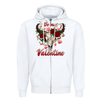White be my valentine bull skull Zipper Hoodie - RanaPortraitStore