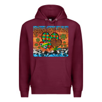 Burgundy autism awareness hearts leopard cowhide Premium Hoodie - Artiststas