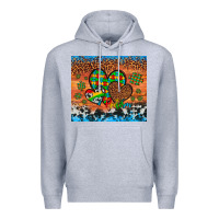 Heather Grey autism awareness hearts leopard cowhide Premium Hoodie - Artiststas