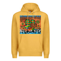 Mustard autism awareness hearts leopard cowhide Premium Hoodie - Artiststas