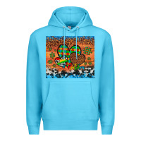 Ocean Blue autism awareness hearts leopard cowhide Premium Hoodie - Artiststas