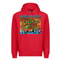 Red autism awareness hearts leopard cowhide Premium Hoodie - Artiststas