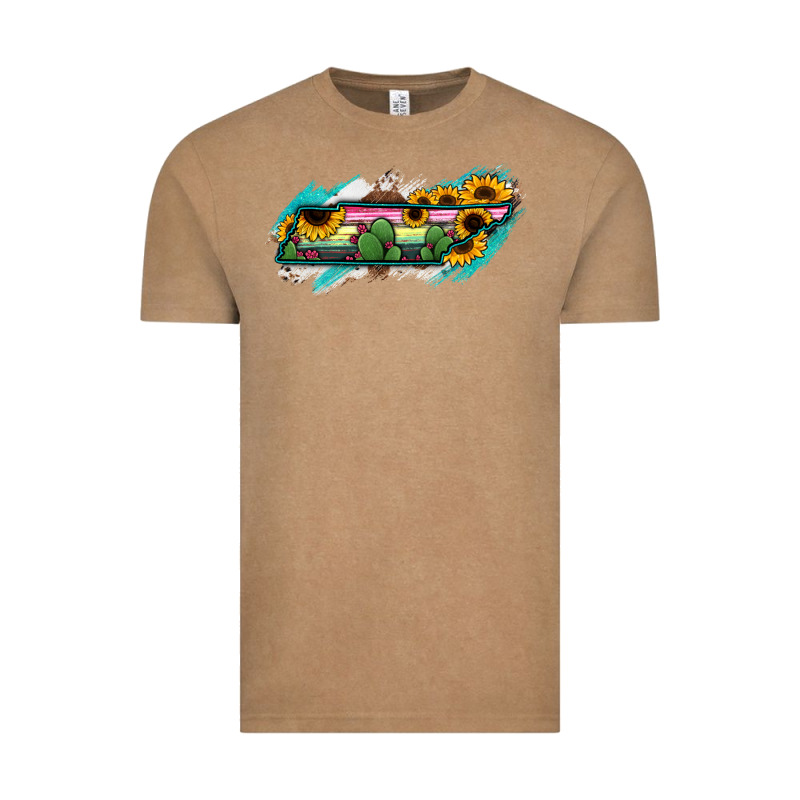 Tennessee Map Sunflower Cactus Serape Vintage Tee by RanaPortraitStore | Teevron