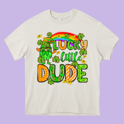 St. Patrick's Lucky Little Dude Heavy Core Tee Designed By Oliviacreatesart