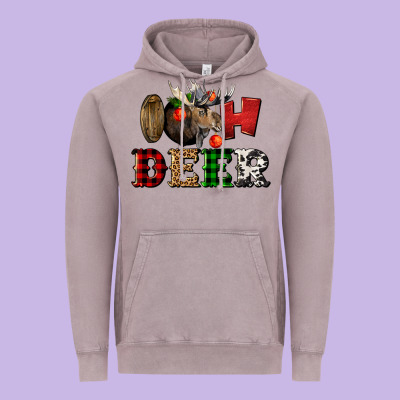 Oh Deer Christmas Vintage Hoodie Designed By Lillyallendesigns