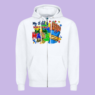 My Child Is Non Verbal But His Mama Aint Afro Zipper Hoodie Designed By Ranaportraitstore