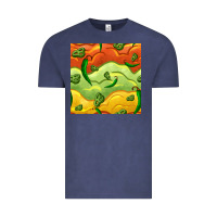 Vintage Denim mexican sauce and jalapeno seamless pattern Vintage Tee - BundleAndBundleShop