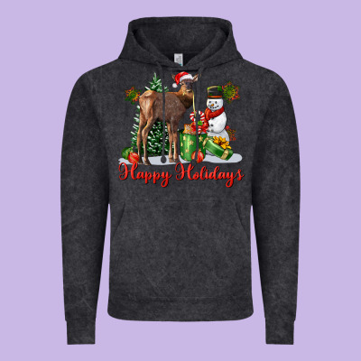 Happy Holidays Baby Deer Vintage Hoodie Designed By Lillyallendesigns
