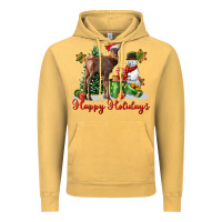 Vintage Mustard happy holidays baby deer Vintage Hoodie - LillyAllenDesigns