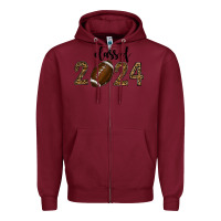 Burgundy class of 2024 american football Zipper Hoodie - RanaPortraitStore