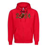 Red class of 2024 american football Zipper Hoodie - RanaPortraitStore