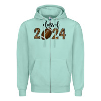 Seafoam class of 2024 american football Zipper Hoodie - RanaPortraitStore
