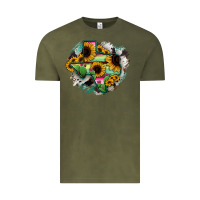Vintage Olive Texas Map Sunflower Cactus Serape Vintage Tee - RanaPortraitStore