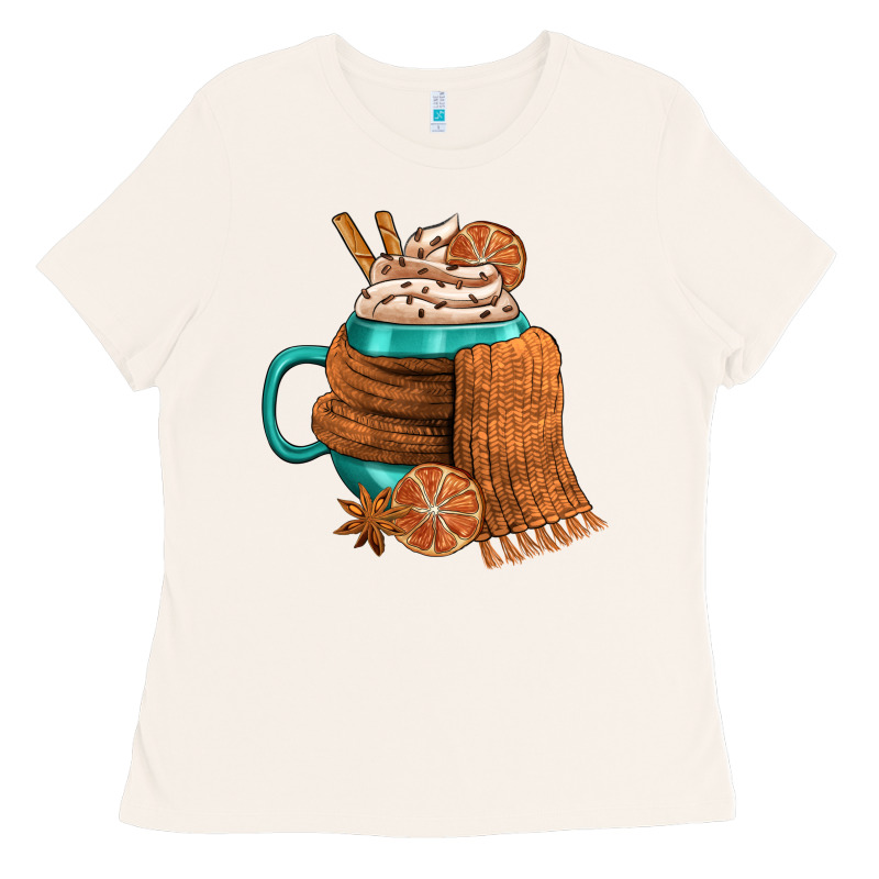 Winter Coffee Cup With Scarf Ladies Tee by FaDigitalArtStudio | Teevron