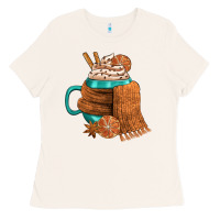 Bone Winter Coffee Cup With Scarf Ladies Tee - FaDigitalArtStudio