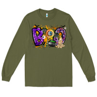 Army Green boo Long Sleeve Tee - CowhideDigitalArt