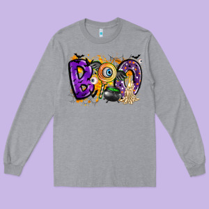 Boo Long Sleeve Tee Designed By Cowhidedigitalart