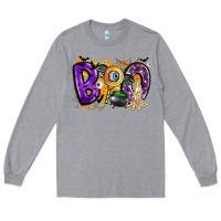 Heather Grey boo Long Sleeve Tee - CowhideDigitalArt