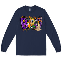Navy boo Long Sleeve Tee - CowhideDigitalArt