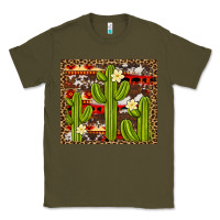 Army Green aztec cowhide cactus background Classic Tee - Artiststas